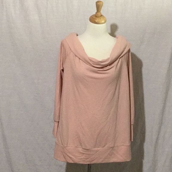 LC Lauren Conrad Tops - Lauren Conrad Off Shoulder Sweatshirt Paden Peach